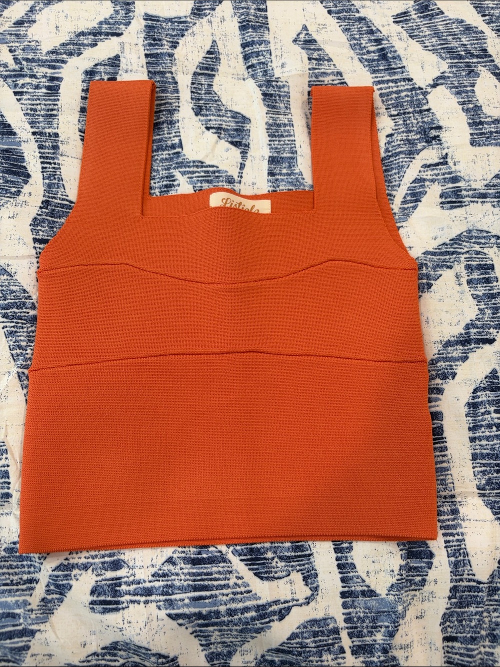 Listicle Orange Square-Neck Knit Tank
